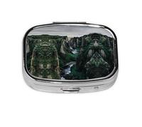 Canyon Cliff Moss Print Pill Box 2 Compartment Medicine Pill Case,Portable for Pocket Or Purse Pill Box Decorative Metal Medicine Organizer