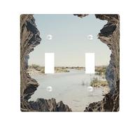 Canyon Double Light Switch Cover Plate, Natural Scenic River Sky Summer Blue Plastic Standard Size Switch Plate Decorative for Living Room Bedroom Home Office Decor