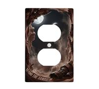 Canyon Duplex Outlet Covers Wall Plate, Futuristic Sci-Fi Moon Spaceship Brown Plastic Standard Size Double Power Outlet Cover Plate for Living Room Bedroom Home Office Decor