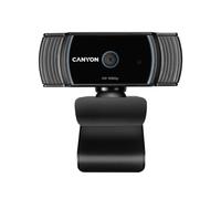 Canyon Full HD Live Streaming Webcam - Black USB Webcam with Microphone & Tripod Support - Compatible with OS Windows, Android, MAC OS 10.6 & Smart TV