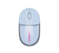 CANYON OnClick Wireless Mouse 24, Dual Mode Bluetooth 5.1 and RF 2.4GHz 500mAh Rechargeable Battery, Silent Click, 1200DPI Optical Sensor, RGB Lighting, Transparent Blue