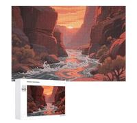 Canyon River at Dusk Jigsaw Puzzle 1000 PCS Challenging Fun Puzzles Wooden Jigsaw Puzzles for Adults Families