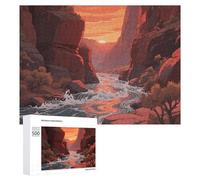 Canyon River at Dusk Jigsaw Puzzle 500 PCS Challenging Fun Puzzles Wooden Jigsaw Puzzles for Adults Families