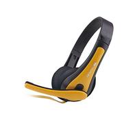 Canyon Simple PC Headset HSC-1 - Black/Yellow Wired Headphones with Microphone for Music, Gaming & Calls - Compatible with PCs, Smartphones & Tablets
