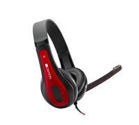 Canyon Simple PC Headset HSC-1 - Red Wired Headphones with Microphone for Music, Gaming & Calls - Compatible with PCs, Smartphones and Tablets