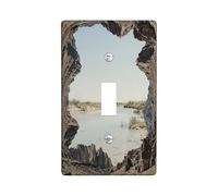 Canyon Single Light Switch Cover Plate, Natural Scenic River Sky Summer Blue Plastic Standard Size Switch Plate Decorative for Bedroom Bathroom Kitchen Entrance Decor (Single)