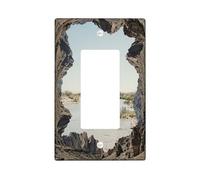 Canyon Single Rocker Light Switch Cover, Natural Scenic River Sky Summer Blue Plastic Standard Size Decorative Wall Plates for New Apartment Home Bedroom Office Decor