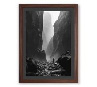 Canyon Solitude Minimalist Framed Wall Art Print A4 (29.7×21cm) Walnut, Wall Decor for Living Room, Bedroom, Office & Home, Ready to Hang, Art Gift
