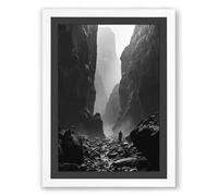 Canyon Solitude Minimalist Framed Wall Art Print A4 (29.7×21cm) White, Wall Decor for Living Room, Bedroom, Office & Home, Ready to Hang, Art Gift