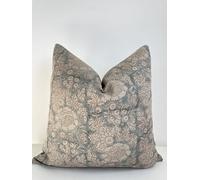 Canyon Theory Studio Hand Block Print Pure Linen 20x20 Inch Throw Pillow Cover: Indoor Outdoor Handmade Vintage Cushion Cover (Elowen)