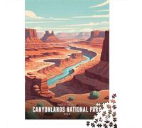 Canyonlands National Park Poster 1000 Piece Jigsaw Puzzle, Global Monument Landscape, Thick Cardboard Pieces, Decorative Artwork for Travel Lovers, Travel Gift, 70x50cm/1000pcs