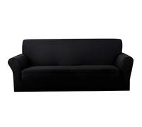 CANYUE 1 Piece Milk Silk Solid Colour Couch Covers for 1 2 3 4 5 Cushion Couch Living Room High Stretch Sofa Cover Pets Dogs Friendly Anti Sli (black,2 Seater)