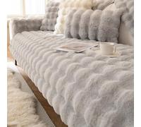 CANYUE Thick Rabbit Plush Sofa Covers, Non-Slip Sofa Slipcovers, Furniture Protector Sofa Covers for 3 Cushion Couch Loveseat Recliner L Shaped Armrest Backrest (Light grey,110x110cm)