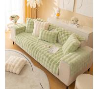 CANYUE Thick Rabbit Plush Sofa Covers, Non-Slip Sofa Slipcovers, Furniture Protector Sofa Covers for 3 Cushion Couch Loveseat Recliner L Shaped Armrest Backrest (Light green,90x90cm)