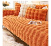 CANYUE Thick Rabbit Plush Sofa Covers, Non-Slip Sofa Slipcovers, Furniture Protector Sofa Covers for 3 Cushion Couch Loveseat Recliner L Shaped Armrest Backrest (Orange,70x70cm)