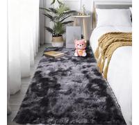 CAOBAOF Tie Dyed Shag 250 x 280 cm Thick Pile Soft Fluffy Rugs Decor for Bedroom Dorm Nursery Bedside Kids Room Lounge Office, Dark Grey