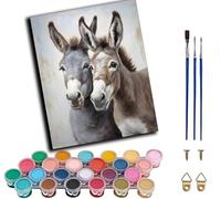 CAOGUANYU DIY Oil Painting Paint by Number Kit for Adults -Two Donkeys- 40x50cm Linen Canvas Paint by Numbers Crafts Kits Gift for Relax and De-Stress 16x20inch,Frameless