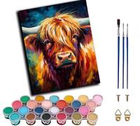 CAOGUANYU Paint by Numbers for Adults Beginner,Animal Cow Portrait Highland Cattle,1 Painting by Number Kits On Canvas,DIY Color Oil Painting Acrylic Paints,Home Wall Decor 40x50cm/16x20in,Frameless