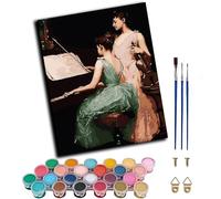 CAOGUANYU Paint by Numbers for Adults Beginner,Beautiful Girl Playing Violin and Piano Acrylic Painting by Number Kits on Canvas for Home Wall Decor Gift 16x20 Inch,with Frame