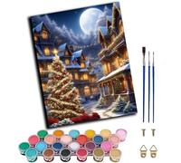 CAOGUANYU Paint by Numbers for Adults Beginner,Christmas Tree Light Igloo,9 Acrylic Painting by Number Kits on Canvas for Home Wall Decor Gift 16x20 Inch,with Frame