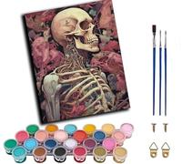 CAOGUANYU Paint by Numbers for Adults Deconstructing Skeleton,Canvas Oil Painting Kit for Adult, DIY Craft Art Painting Kit Acrylic Pigment Drawing for Decor Gift 16x20 inch,Frameless
