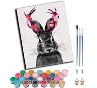 CAOGUANYU Paint by Numbers for Adults Floral Gray Animals- Painting by Numbers for Beginner,DIY Acrylic Oil Paints Canvas Kits for Home Wall Decor Gifts 16X20 Inch,Frameless