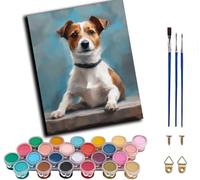 CAOGUANYU Paint by Numbers for Adults Jack Russell Terrier,16x20 Inch Linen Canvas Acrylic DIY Number Painting Kits Hand Painted Oil Painting Wall Art Decor Gifts,with Frame