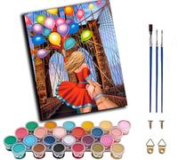 CAOGUANYU Paint by Numbers-Iron Bridge Balloon Beauty DIY Canvas Oil Painting Kit for Adults Beginner with Paint Brushes and Acrylic Pigment,16X20 Inch,Frameless