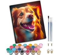 CAOGUANYU Paint by Numbers Kits for Adults,Smiling pet Dog Shepherd Bulldog,2 Oil Painting Kits for On Colored Canvas,Easy DIY Acrylic Pigment Drawing Paintwork for Decor Gifts 16x20in,with Frame