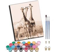 CAOGUANYU Paint by Numbers Kits for Adults -Three Giraffe Brothers-DIY Painting by Numbers Linen Canvas Gifts for Home Decoration,Frameless