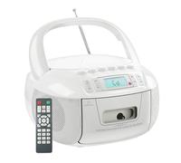 CAOJS CD and Cassette Player Combo, Portable CD Player with Handle, Remote Control, LCD Display & AUX/Headphone Jack, AM/FM Stereo Radio and Tape Player/Recorder, for Home, Senior, Child