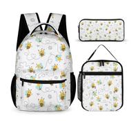 CaomeiWu Bee School Backpack for Kids Girls Boys, 16 Inch Bees Bookbag, School Backpack for Students Children, Bee Backpack 2 With Lunch Bag Pencil Bag, Daypack Backpacks