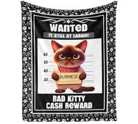CaomeiWu Burmese Cat Blanket, 40" x 30" Flannel Cute Burmese Cat Themed Stuffed Throw, Soft Nap Throw Blankets for Kids Boys Girls Women Men Burmese Lovers