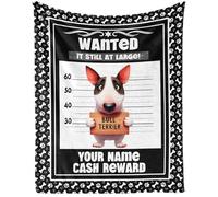CaomeiWu Custom Bull Terrier Blanket, 80" x 60" Flannel Cute Bull Terrier Dog Themed Stuffed Throw, Soft Nap Throw Blankets for Kids Boys Girls Women Men Bull Terrier Lovers