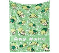 CaomeiWu Custom Sea Turtle Blanket, 50" x 40" Flannel Cute Sea Turtles Themed Green Throw, Soft Lap Nap Throw Blanket for Boys Girls Women Sea Turtle Lovers Gifts