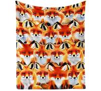 CaomeiWu Fox Throw Blanket, 80" x 60" Flannel Cute Foxes Themed Stuffed Animal Orange Throw, Soft Nap Throw Blanket for Home for Boys Girls Women Fox Lovers Gifts