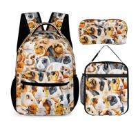 CaomeiWu Guinea Pig School Backpack for Kids Girls Boys, 16 Inch Guinea Pigs Bookbag, School Backpack for Students Children, Guinea Pig Backpack 2 With Lunch Bag Pencil Bag, Daypack Backpacks
