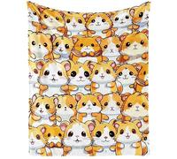 CaomeiWu Hamster Blanket for Human, 60" x 50" Flannel Cute Themed Stuffed Animal White Throw, Soft Nap Blanket for Home, Office, Boys, Girls, Women - Hamster Lovers Gifts