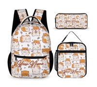 CaomeiWu Hamster School Backpack for Kids Girls Boys, 16 Inch Hamsters Bookbag, School Backpack for Students Children, Hamster Backpack 1 With Lunch Bag Pencil Bag Custom, Daypack Backpacks
