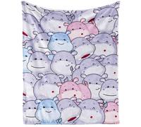 CaomeiWu Hippo Throw Blanket, 60" x 50" Flannel Cute Themed Stuffed Animal Colorful Blankets, Soft Nap Throw for Home Boys Girls Women Hippo Lovers Gifts