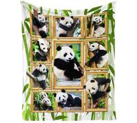 CaomeiWu Panda Throw Blanket, 50"x60" Flannel Cute Panda Themed Throw Blankets, Soft Nap Throw Blanket for Home Kids Girls Boys Adults Women Men Pandas Gifts