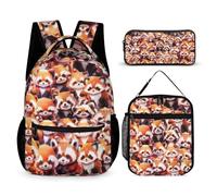 CaomeiWu Red Panda School Backpack for Kids Girls Boys, 16 Inch Red Pandas Bookbag, School Backpack for Students Children, Red Panda Backpack 1 with Lunch bag Pencil bag, Daypack Backpacks