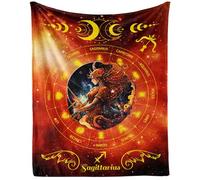 CaomeiWu Sagittarius Zodiac Blanket, 60" x 50" Flannel Stars Astrology Themed Stuffed Vibrant Throw, Soft Nap Throw Blanket for Home Boys Girls Women Horoscope Lovers Gifts