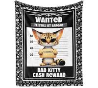 CaomeiWu Savannah Cat Blanket, 50" x 40" Flannel Cute Savannah Cat Themed Stuffed Throw, Soft Nap Throw Blankets for Kids Boys Girls Women Men Savannah Lovers