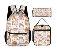 CaomeiWu School Backpack for Kids Girls Boys, 16 Inch Cute Bookbag for Students Children, Lightweight, Large Capacity, Hamster Backpack With Lunch Bag Pencil Case, 16 x 12.6 x 6 inches