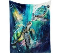 CaomeiWu Sea Turtle Throw Blanket, 50" x 40" Flannel Cute Sea Turtles Themed Stuffed Animal Colorful Throw, Soft Nap Throw Blanket for Home Boys Girls Women Sea Turtle Lovers Gifts