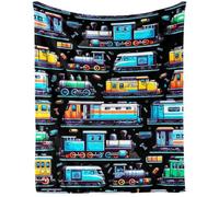 CaomeiWu Train Throw Blanket, 80" x 60" Flannel Cute Trains Themed Stuffed Throw, Soft Nap Throw Blankets for Home Boys Girls Women Train Lovers