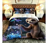 Caongat Coverless Duvet King Size 94x86in, Grey Sloth, CQ3395 | with 2 Pillowcases 19" x 29", Oversized Full Bed Coverage, Skin-Friendly Smooth Thick, for Master Suites and Guest Bedrooms