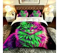 Caongat Super King Duvet set 102x86in, Red Cat, CQ7128 | with 2 Pillowcases, Reinforced Edge Stitching, Shape Retaining Soft Fabric, Great Gift for All Holidays, Daily Home Use