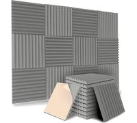 Caoruiy 12 Pack Self-Adhesive Acoustic Panels, Sound Proof Foam Panels, High Density Soundproofing Wall Panels for Home (Grey)
